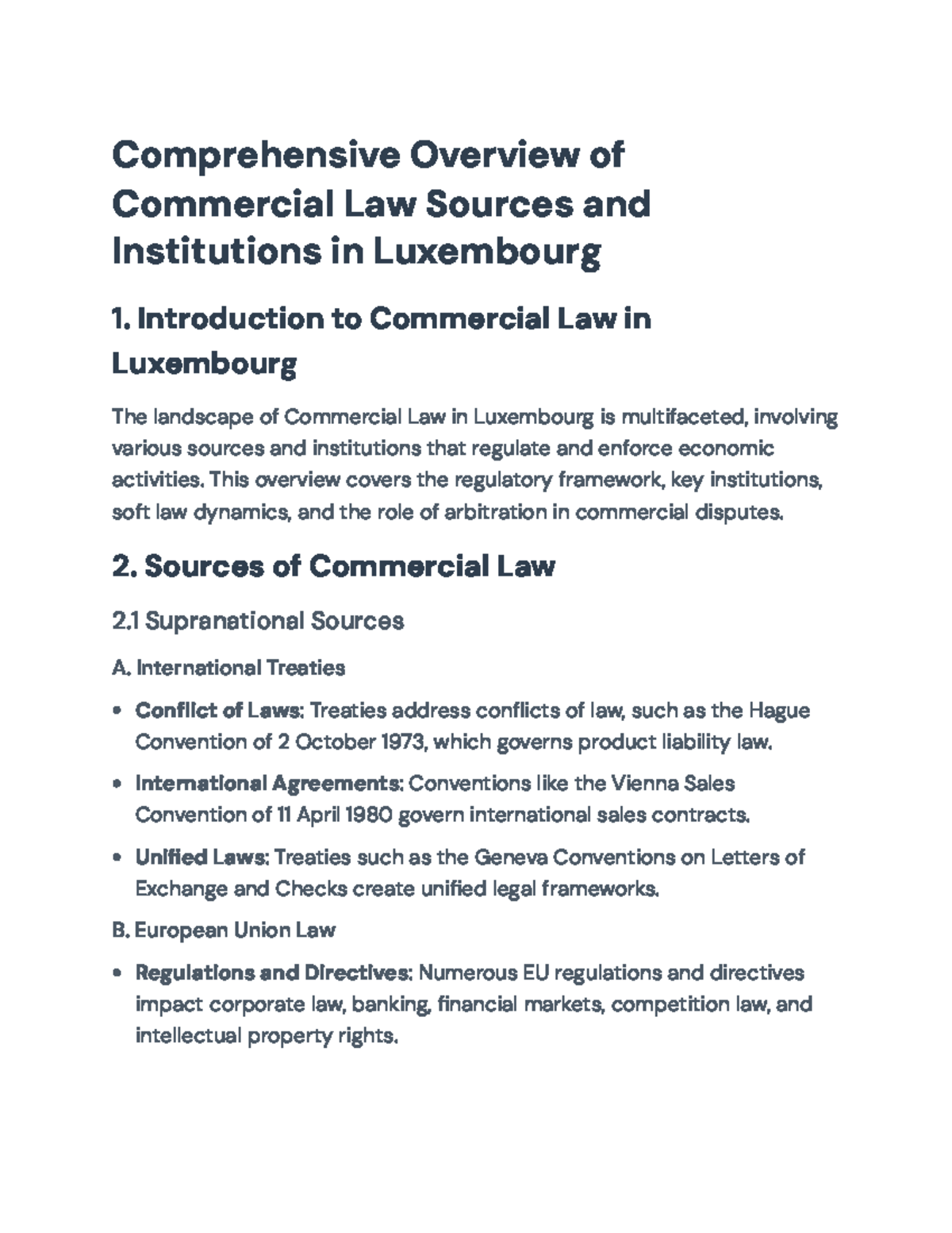 Comprehensive Overview of Commercial Law Sources in Luxembourg: Key ...