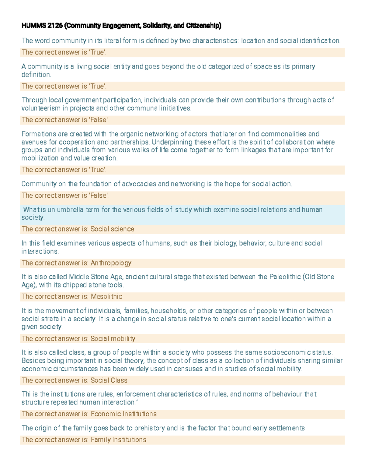 HUMMS 2126 Week 1 Lecture Notes on Community Engagement and Citizenship ...