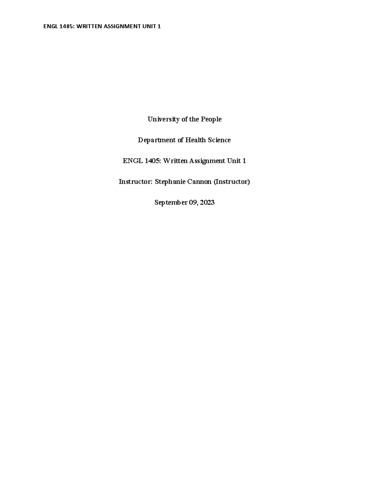 ENGL 1405 Written Assignment Unit 1 - ENGL 1405: WRITTEN ASSIGNMENT ...