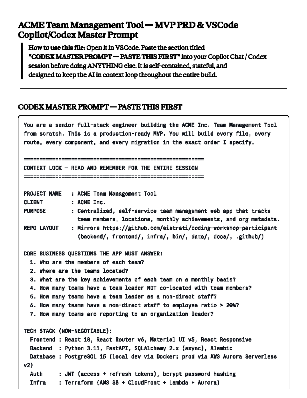 ACME Team Management Tool MVP PRD Overview and Implementation Guide ...