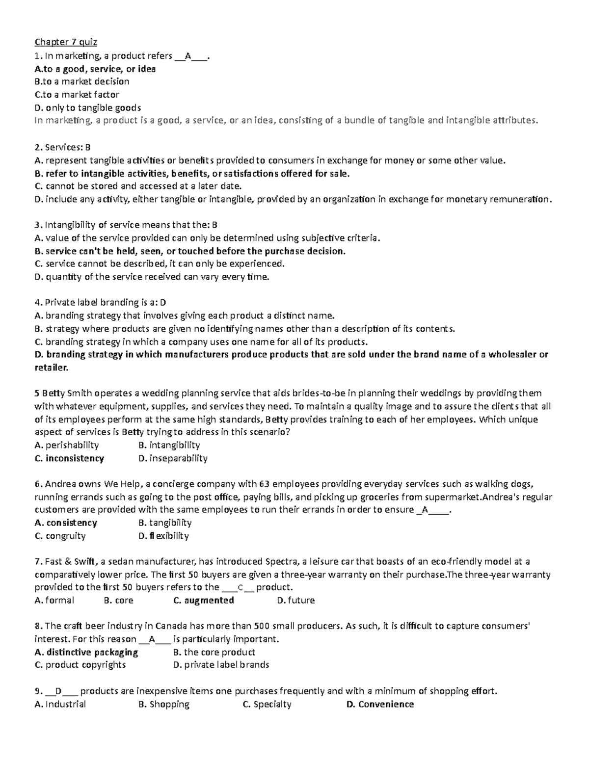 MKGT quiz7 - the chapter 7 quiz - MKTG 1102 - BCIT - Studocu