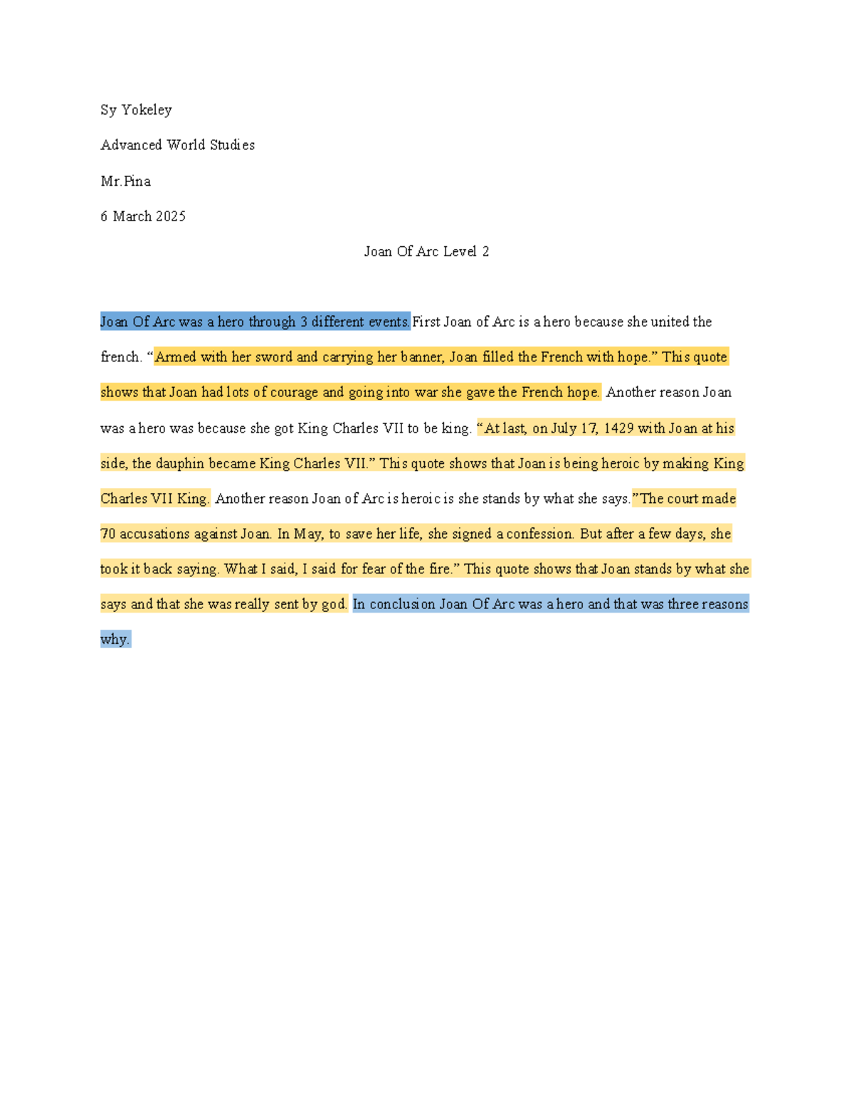 Level 2 - www - Sy Yokeley Advanced World Studies Mr 6 March 2025 Joan ...