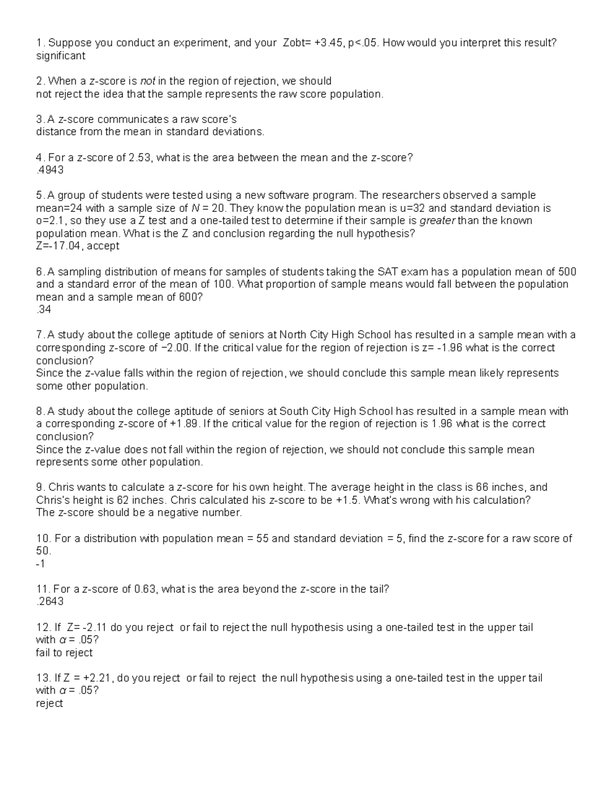 Exam 3 Notes: Stats Concepts from Chapters 5, 6, & 7 - Studocu