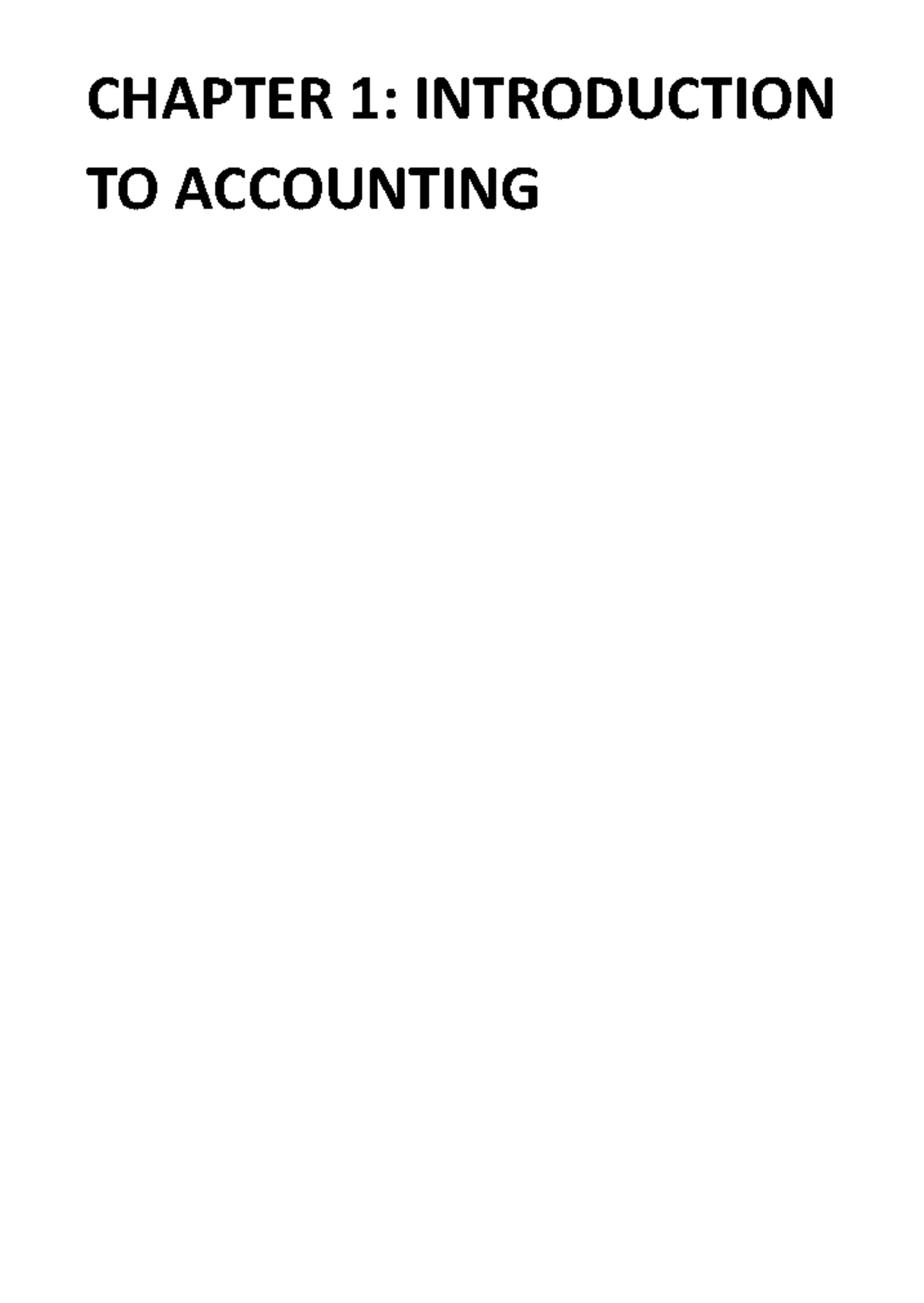 ACCT 101: Chapter 1 - Introduction to Accounting Notes - Studocu