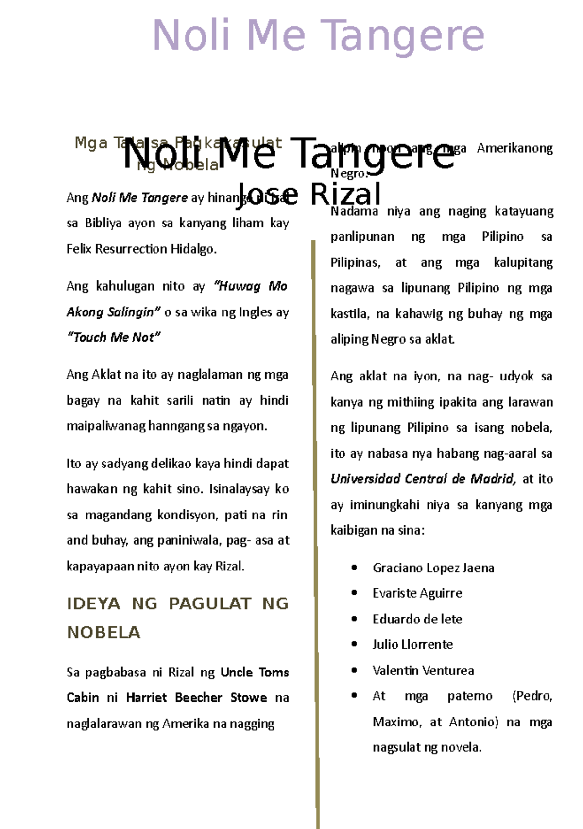 Pagsusuri at Tala sa Pagsulat ng Nobela (FIL101) - Studocu