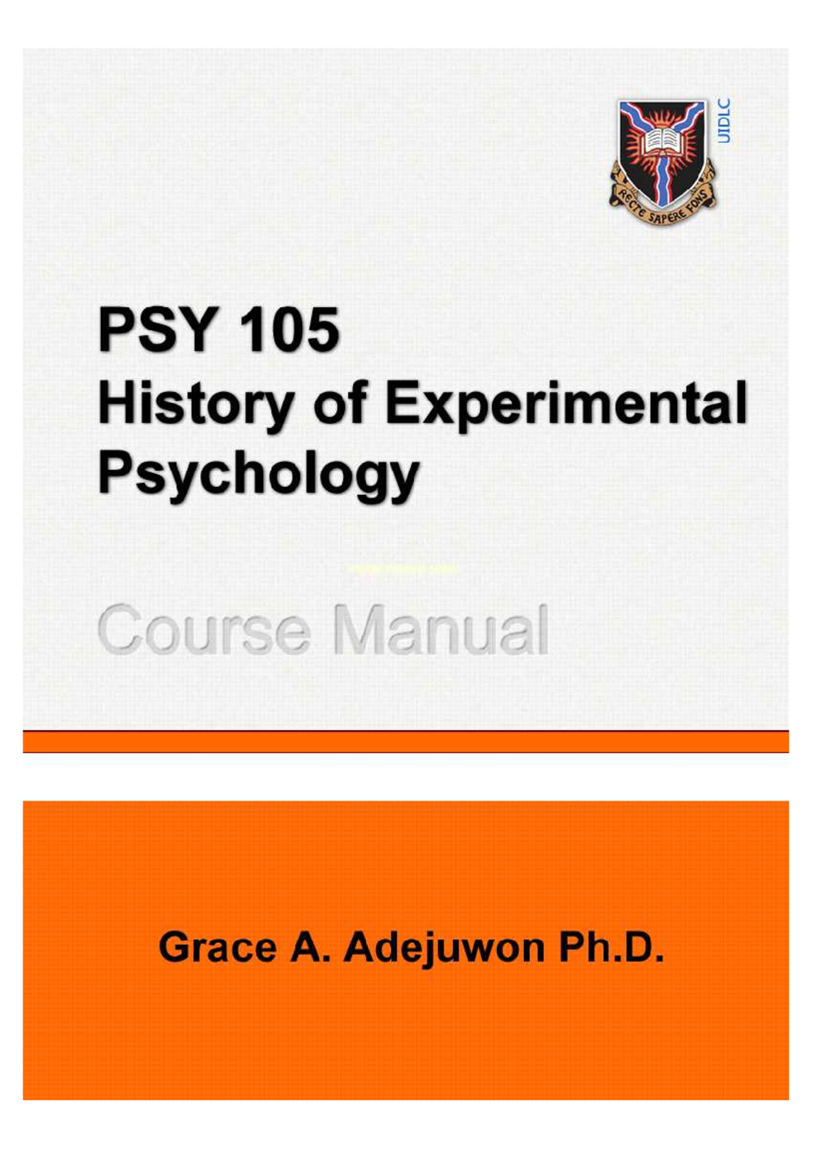 PSY105 Course Manual: History of Experimental Psychology Overview - Studocu