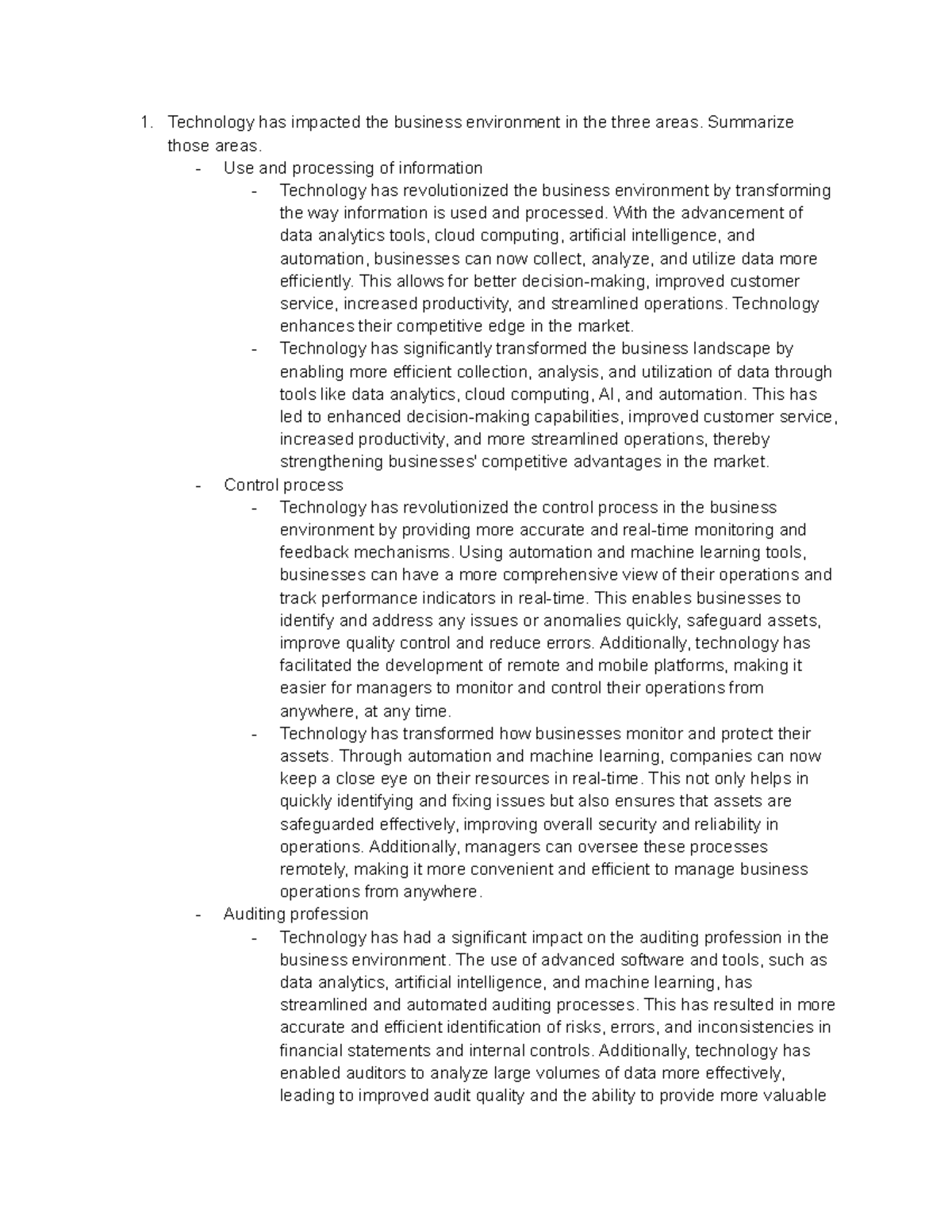 Impact of Technology on Business Environment - BUS 101 Lecture Notes ...
