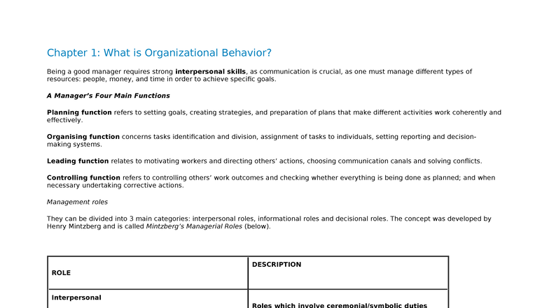 OB 101: Chapter 1 - Understanding Organizational Behavior - Studocu