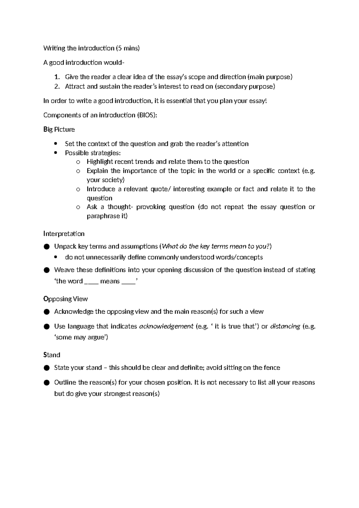 Effective Strategies for Writing an Introduction (Essay Tips) - Studocu