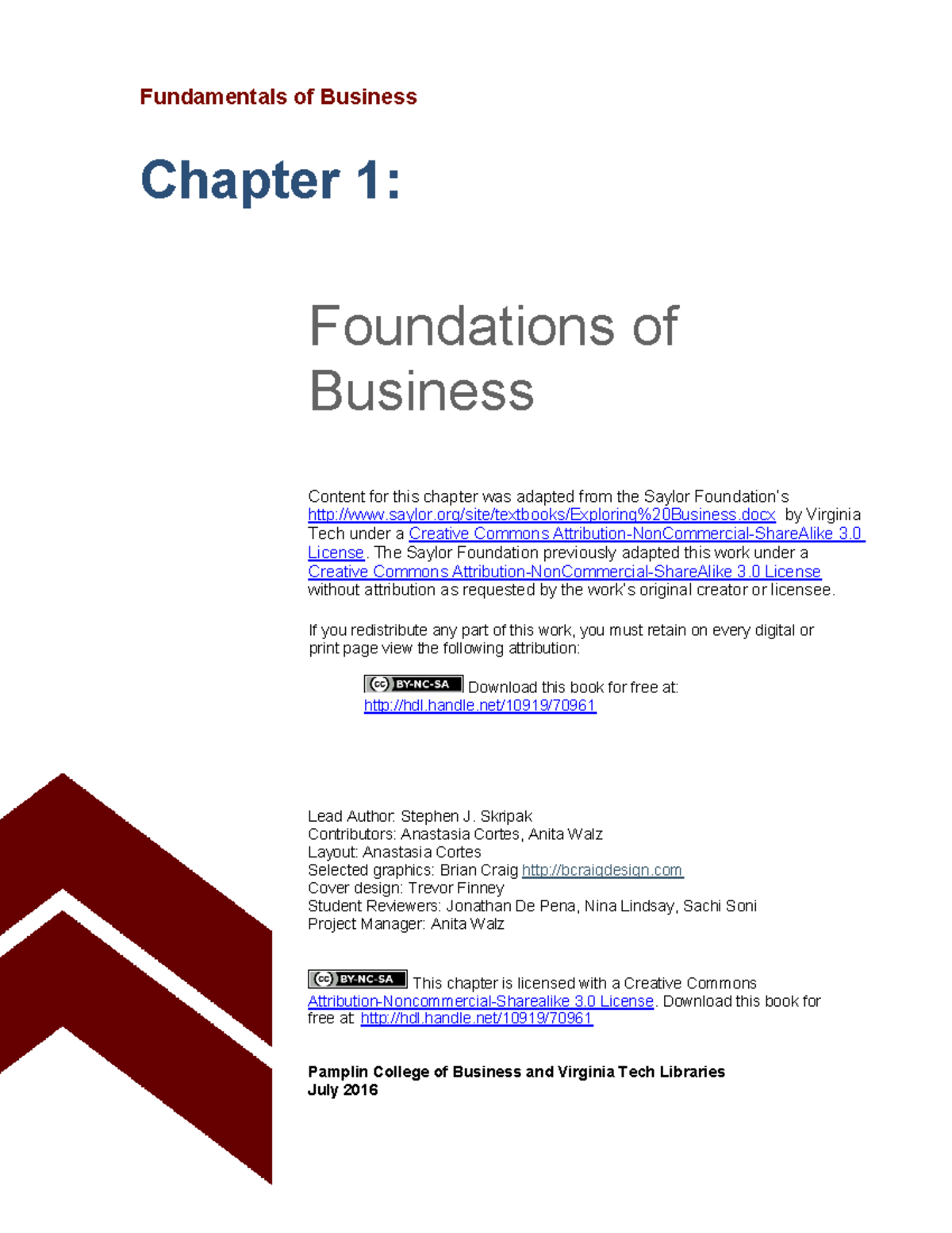 Chapter 1: Foundations of Business - Key Concepts and Insights - Studocu