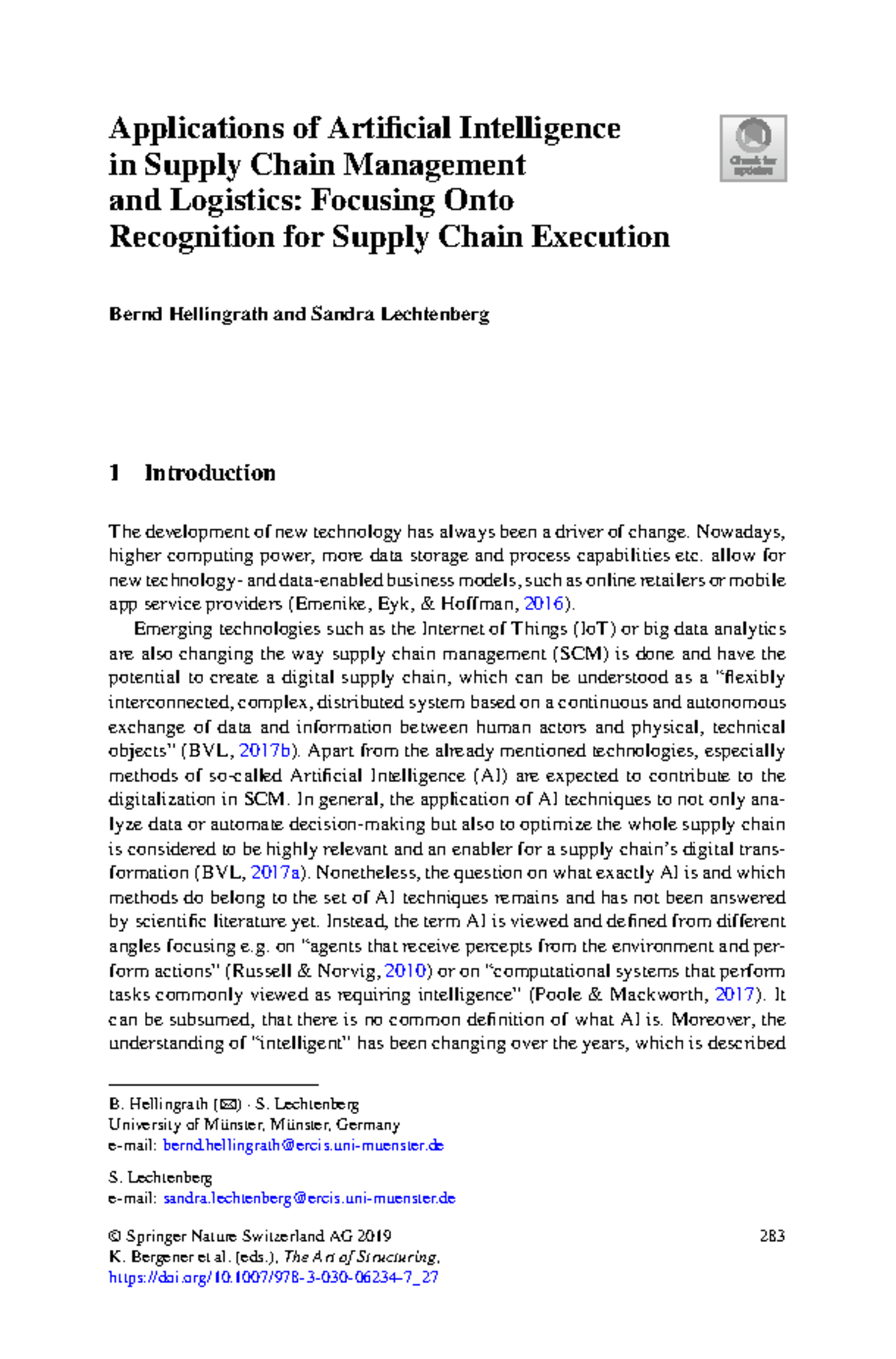 Applications of Artificial Intelligence in Supply Chain Management and ...