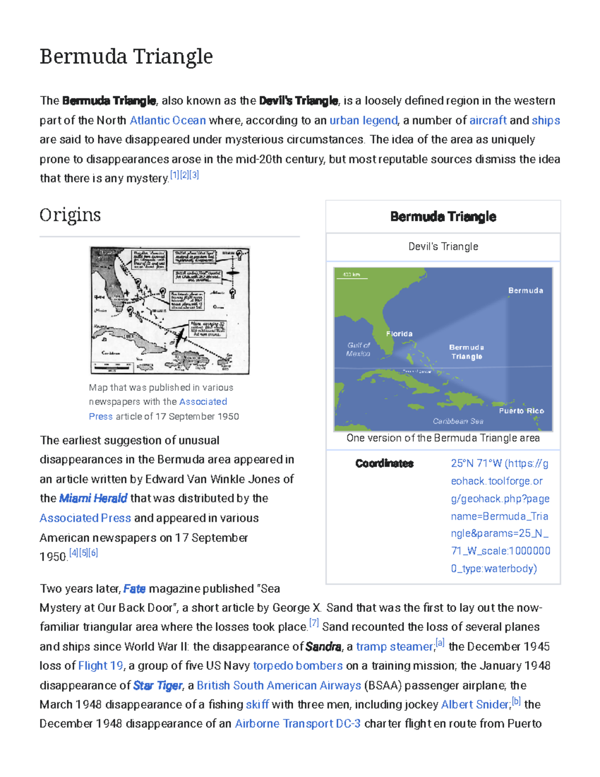 Bermuda Triangle (Devil's Triangle) Study Notes for Geography 101 - Studocu