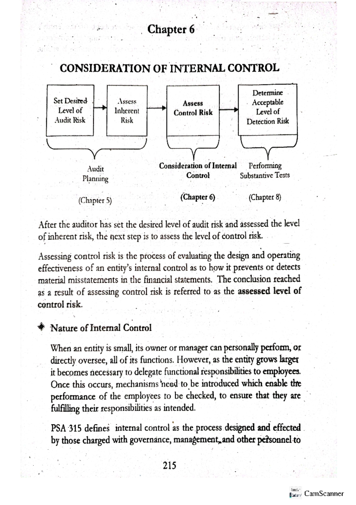Audit Review - Chapter 6 CONSIDERATION OF INTERNAL CONTROL Determine ...