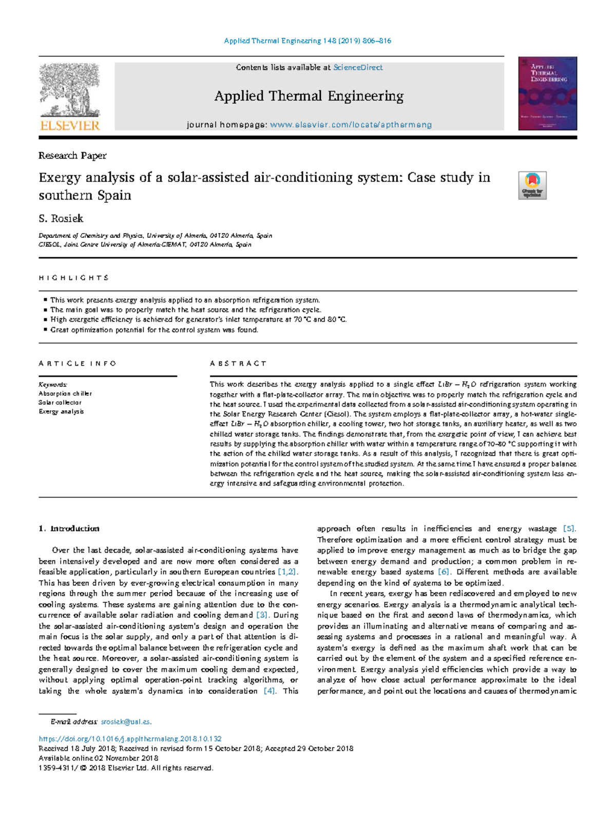 Exergy Analysis of Absorption Refrigeration System: Case Study in ...
