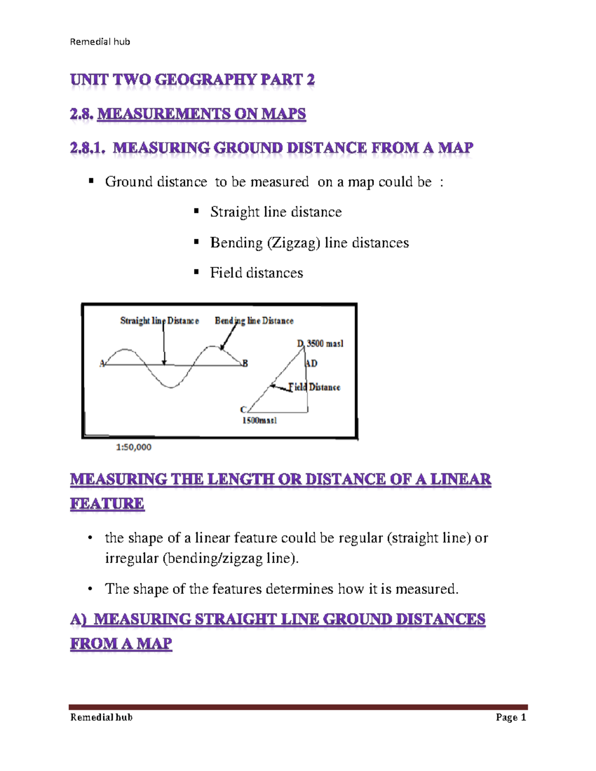 Geography Unit 2: Measuring Ground Distances and Areas - Studocu