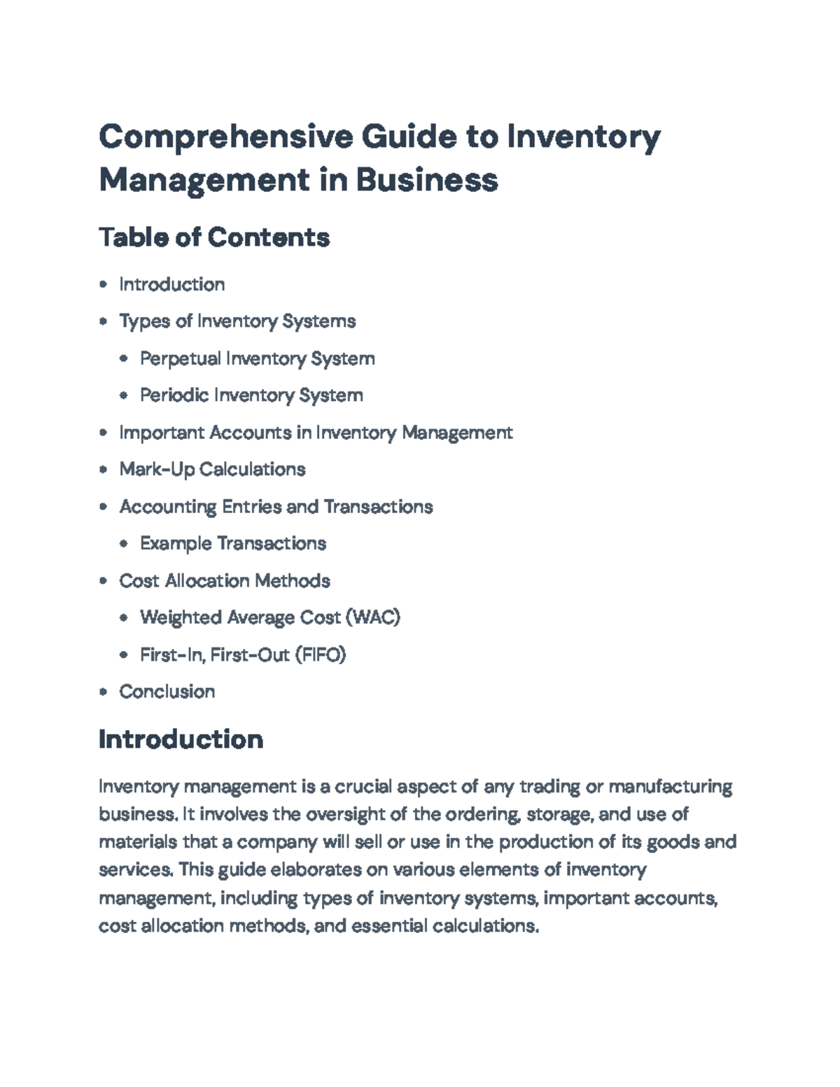 Comprehensive Guide to Inventory Management (Course Code ...