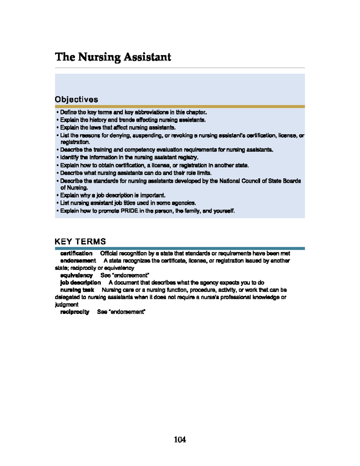 Nursing Assistant Objectives: Key Terms & Roles Explained - Studocu