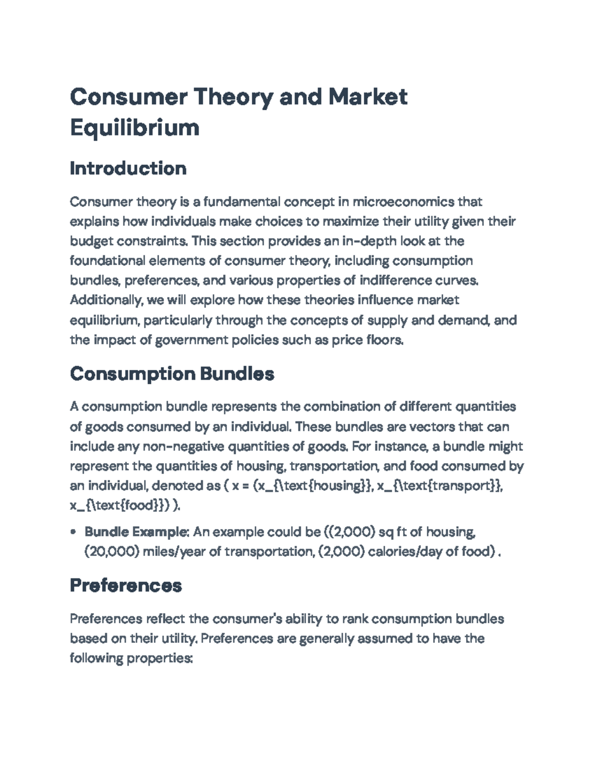 Consumer Theory and Market Equilibrium: Economic Principles Explained ...
