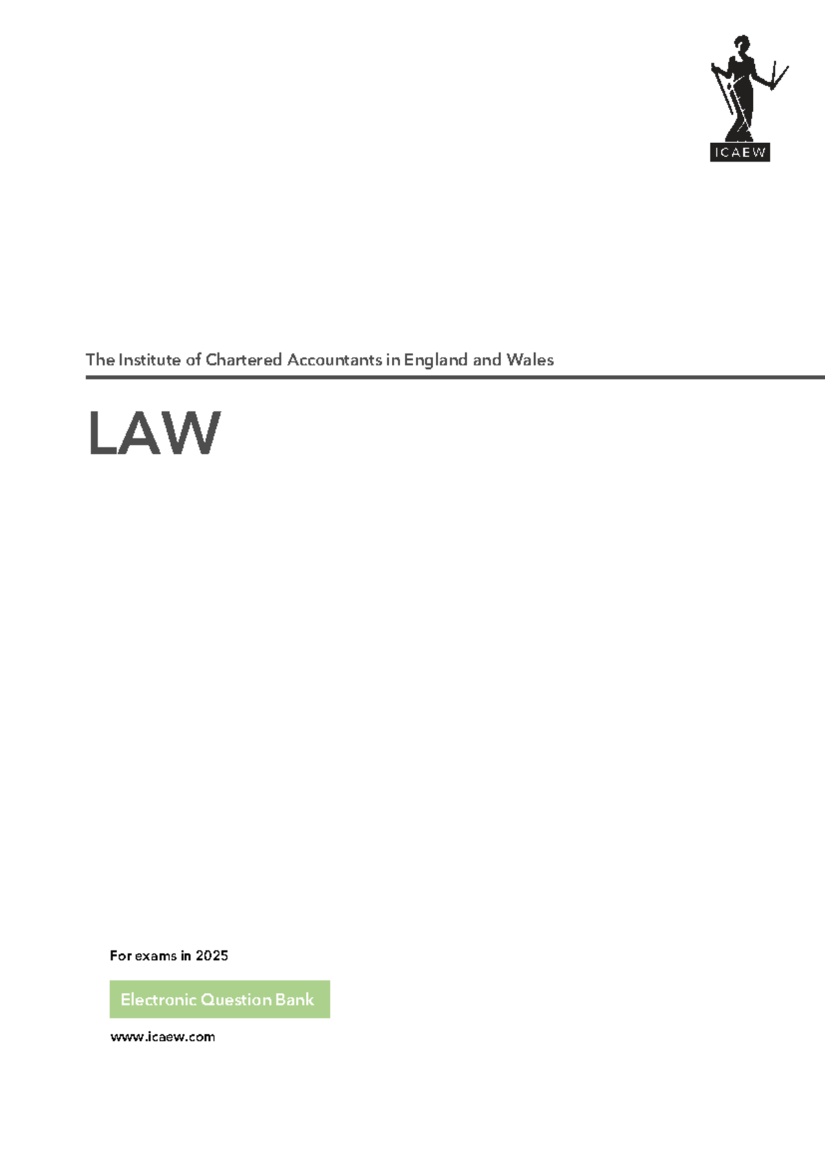 ICAEW 2025 Law: Electronic Question Bank for Exams - Studocu