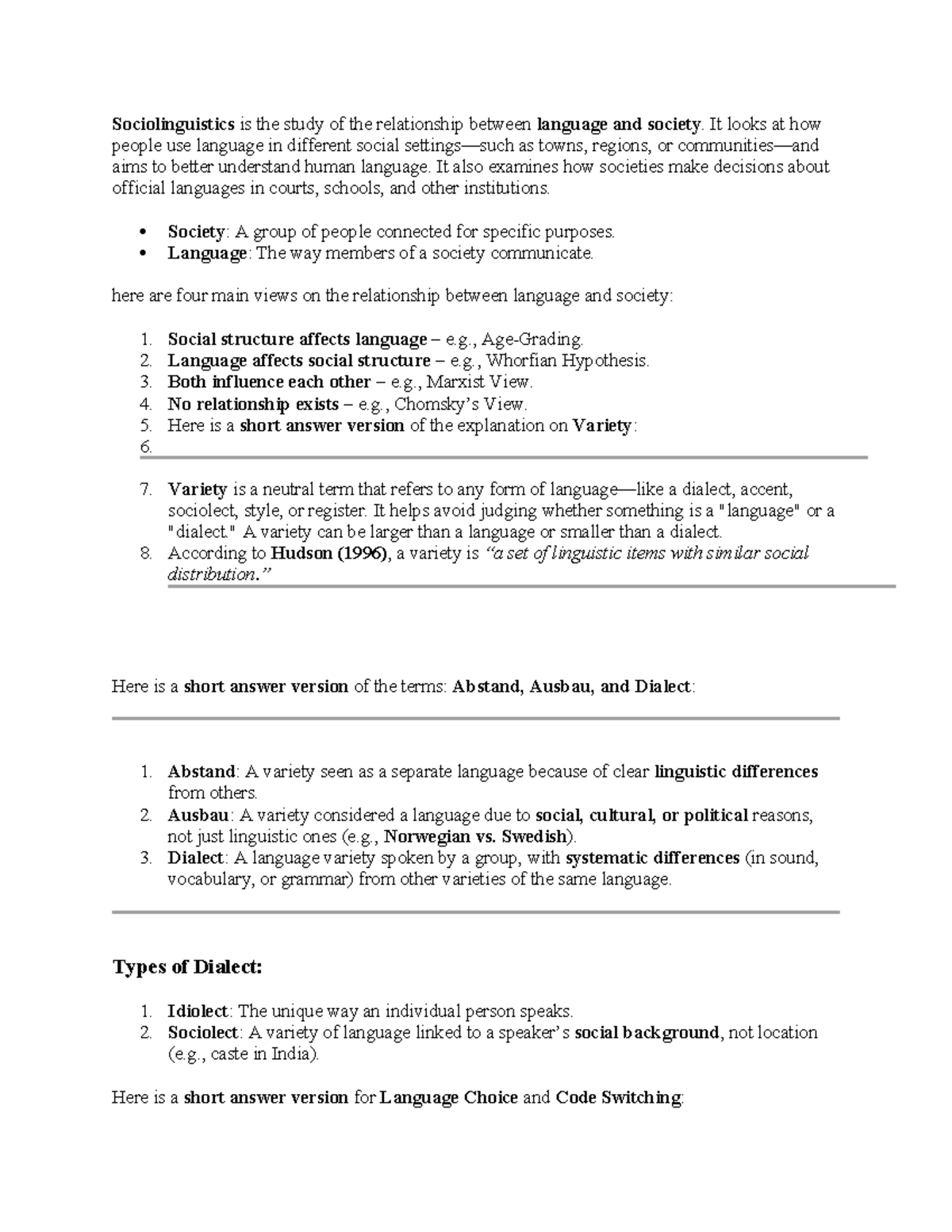 ENG503 Final Exam Notes: Exploring Sociolinguistics and Language ...