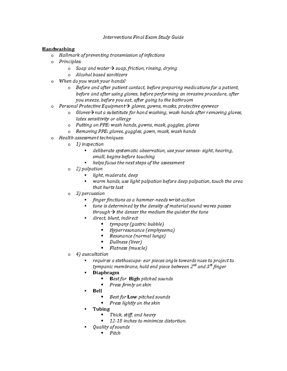 Interventions NUR 305 Final Exam Study Guide for Patient Care - Studocu