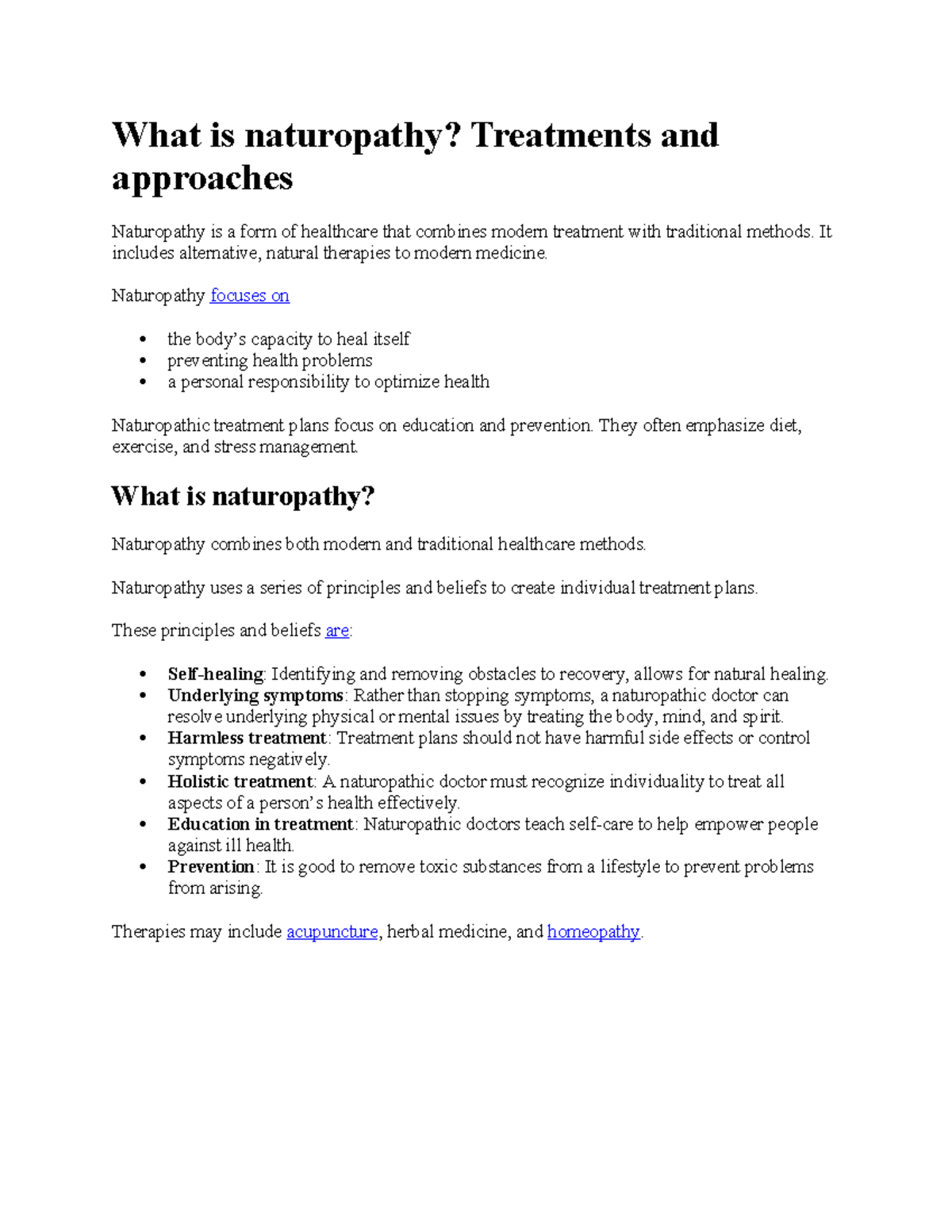 CAM notes - What is naturopathy? Treatments and approaches Naturopathy ...