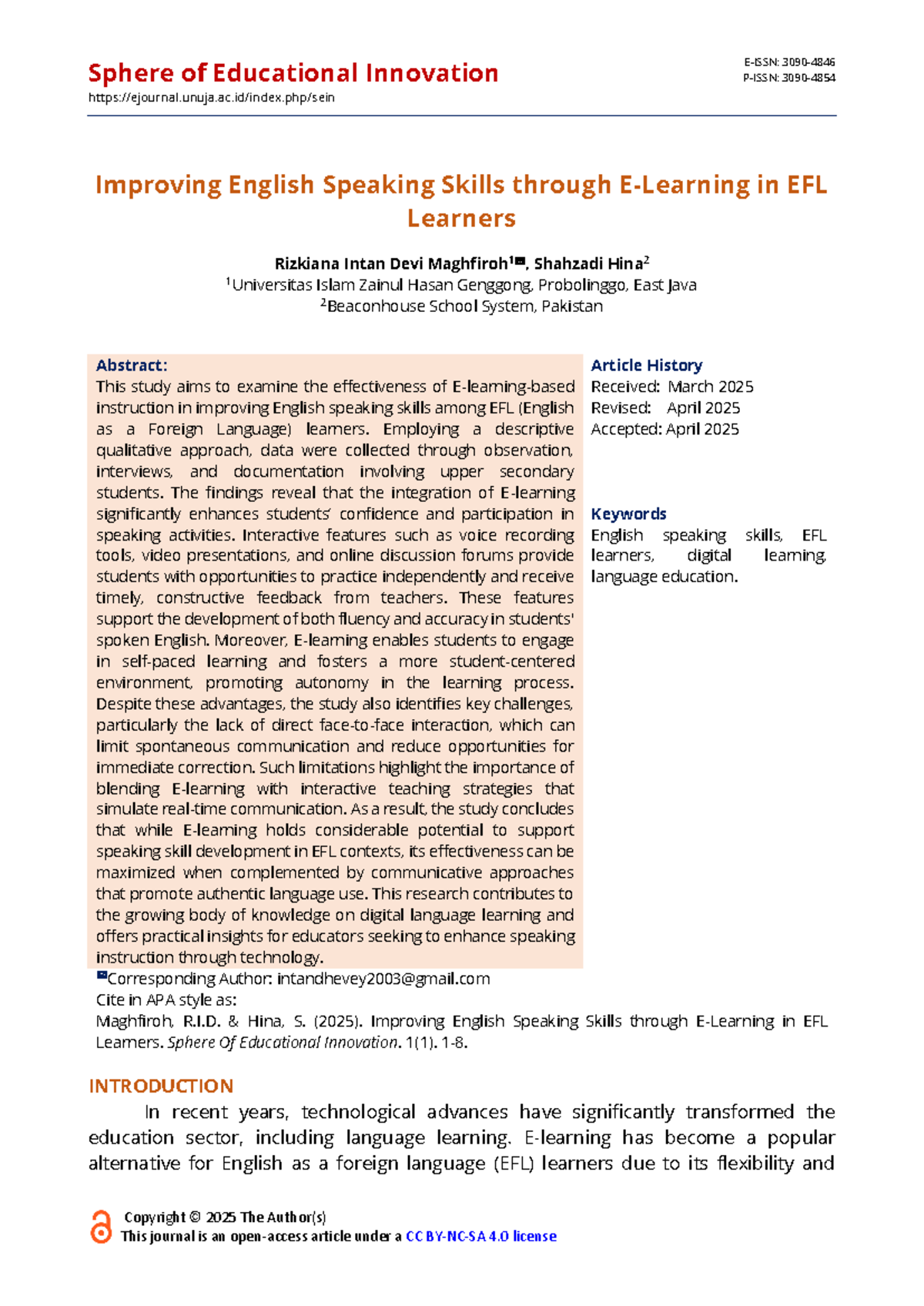 Improving EFL Learners' English Speaking Skills: A Study on Digital ...