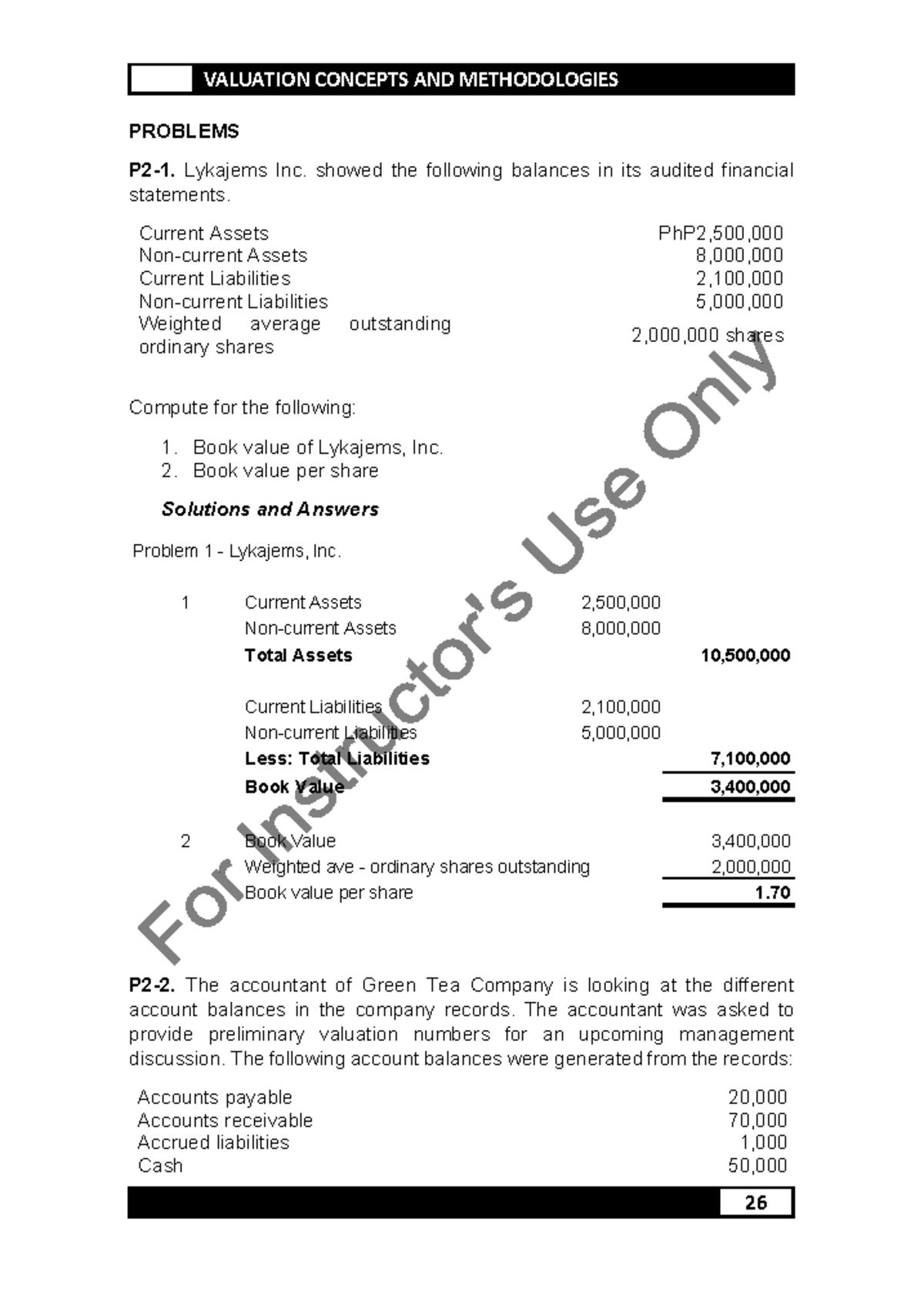 VALUATION C2 PROBLEMS & ANSWERS KEY: DETAILED SOLUTIONS - Studocu