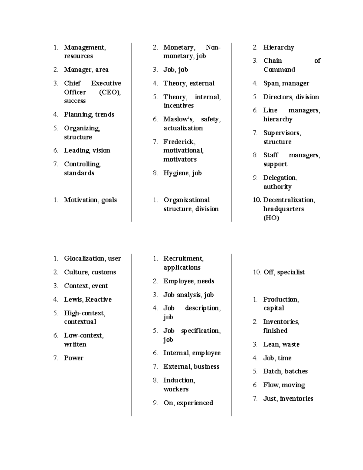Management Key Terms Overview - Key KT - Studocu