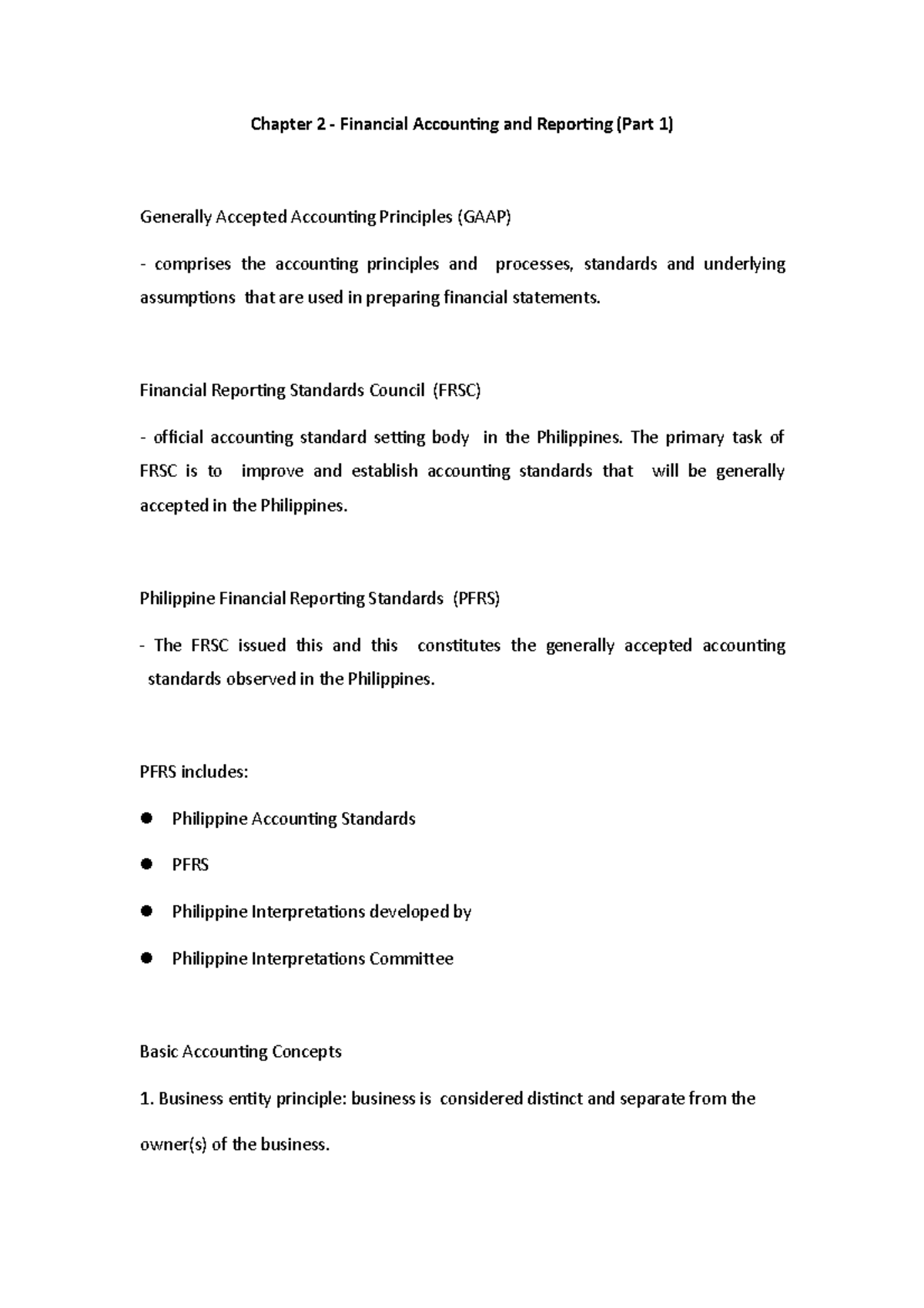FAR Chapter 2: Overview of Financial Accounting Concepts and Standards ...