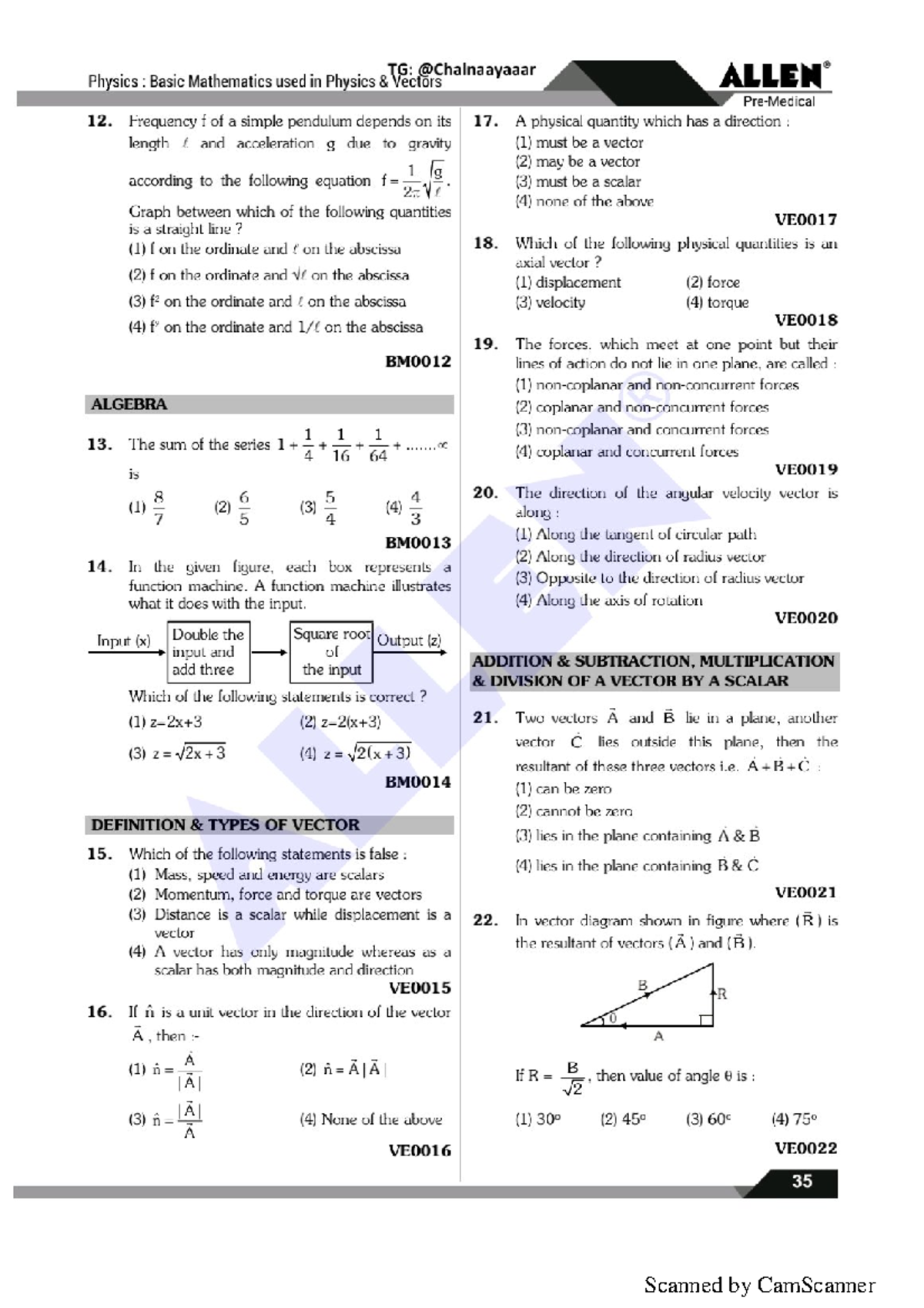 Physics: Basic Mathematics & Vectors - BM0012 to VE0079 - Studocu