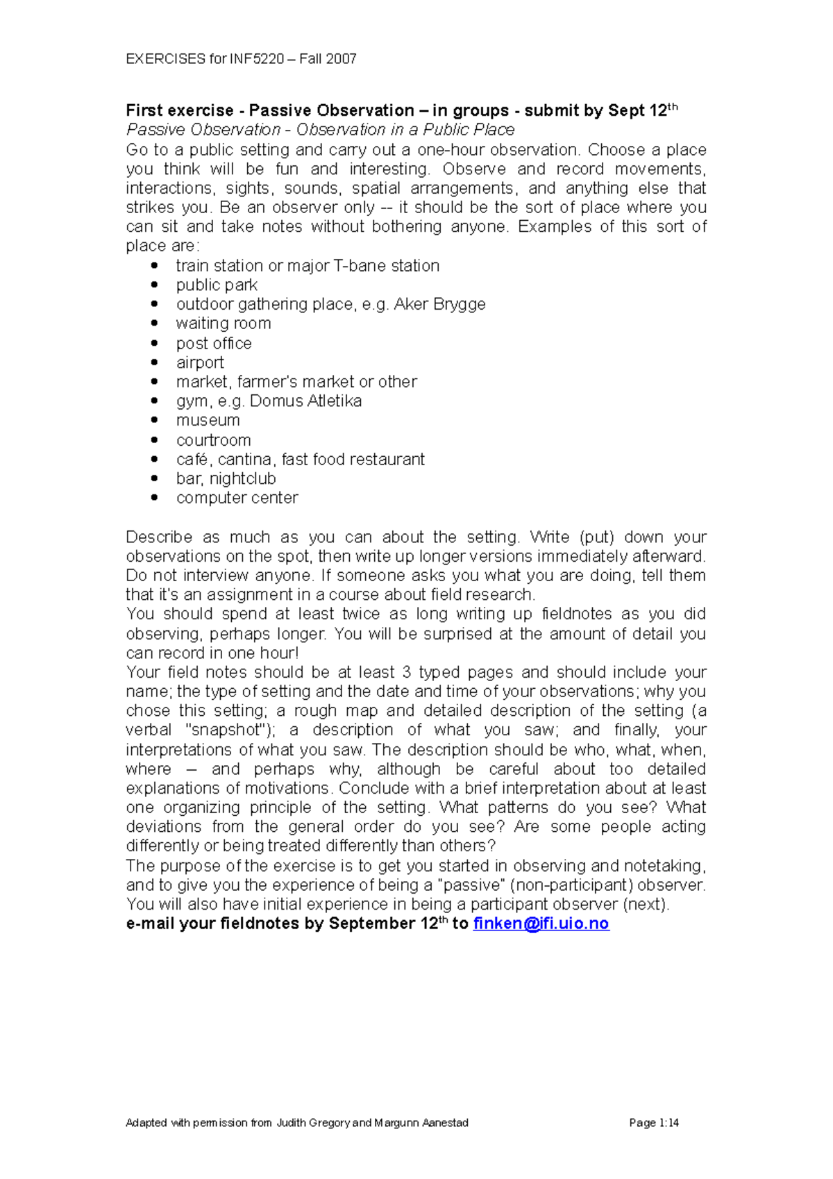 Group Assignment: Passive Observation and Interview Skills Exercises ...