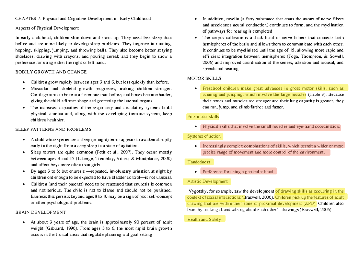 Chapter 7: Physical and Cognitive Development in Early Childhood - Studocu