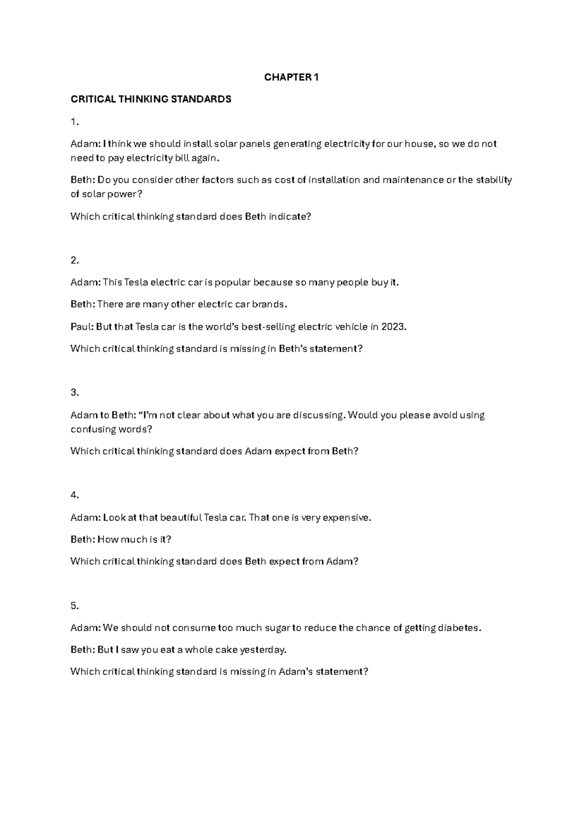 Midterm Revision Questions - Critical Thinking Standards Overview - Studocu