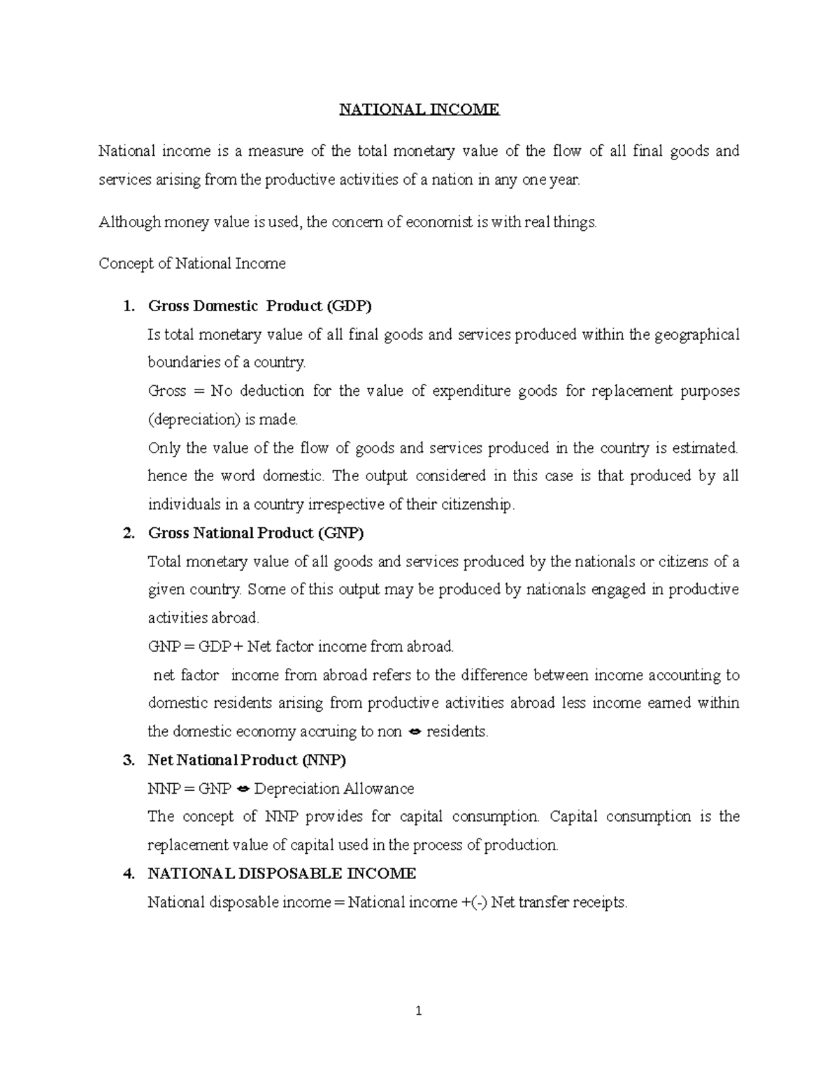 Final Exam Notes on National Income and Money (ECO 101) - Studocu