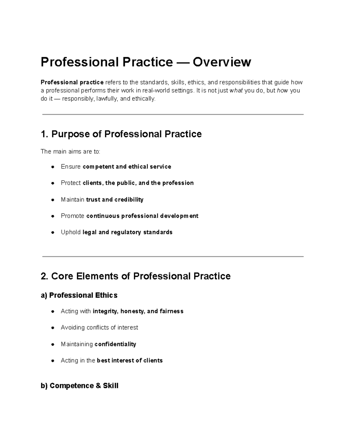 Professional Practice Overview: Standards, Ethics, and Responsibilities ...