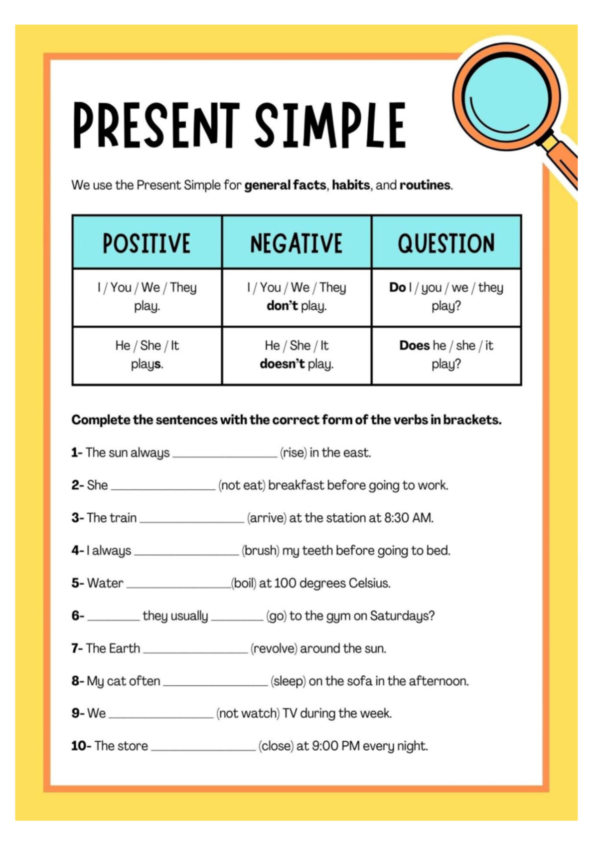 PRESENT SIMPLE & CONTINUOUS: Grammar Exercises and Practice - Studocu