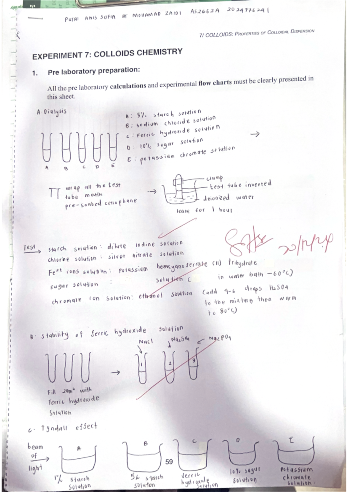 Experiment 7: Colloids and Their Properties in AS2662A - Studocu