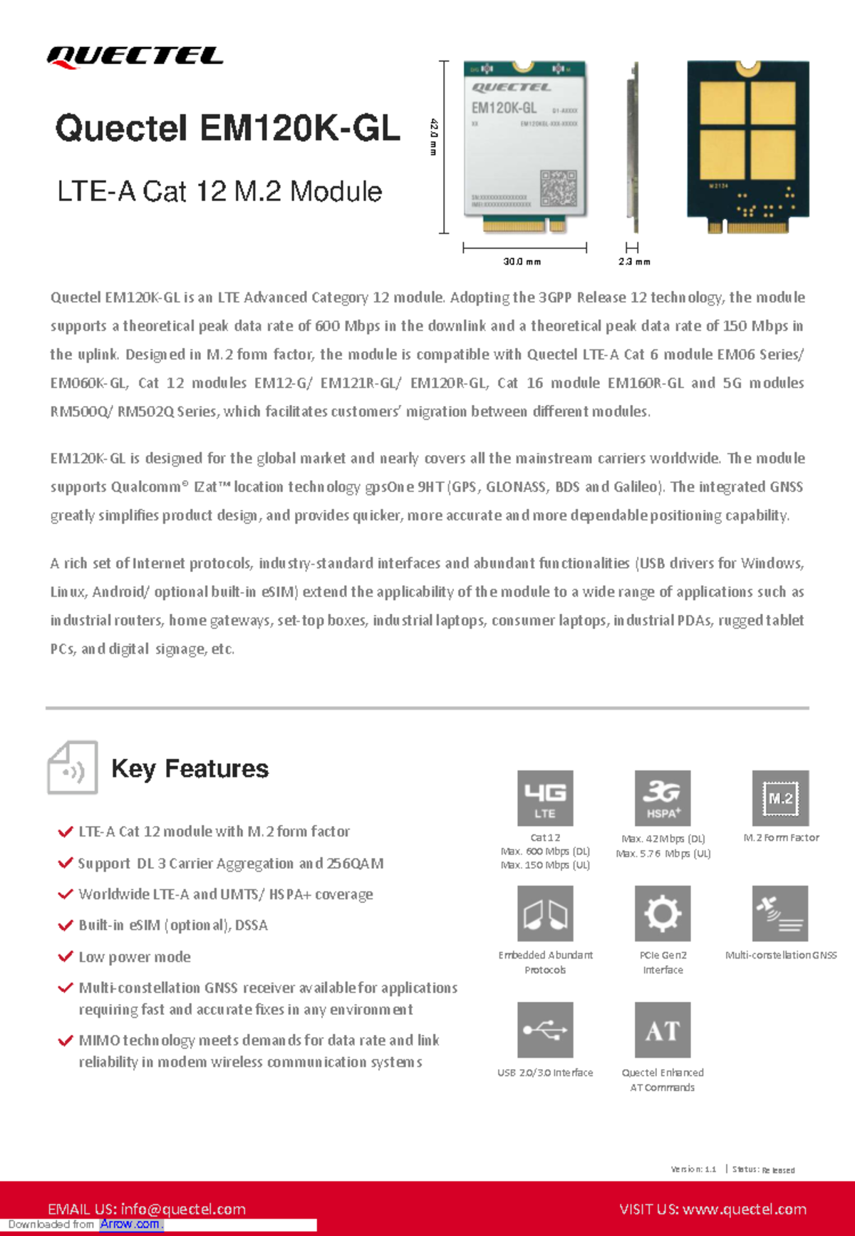 Quectel Cat 12 M.2 Module Specifications (Version 1.1) - Studocu