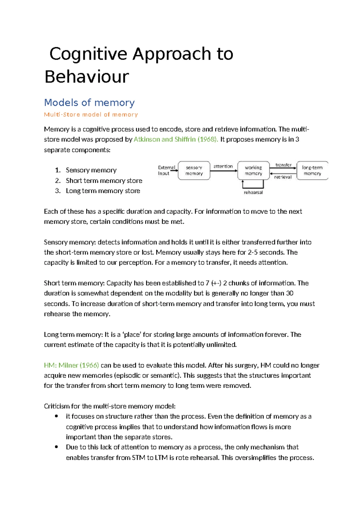 VCE Psychology Unit 1 AOS 2 Progress check 1 notes - Studocu