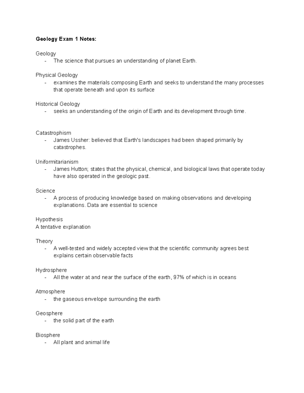 Geology 101: Exam 1 Study Notes on Earth's Structure and Processes ...