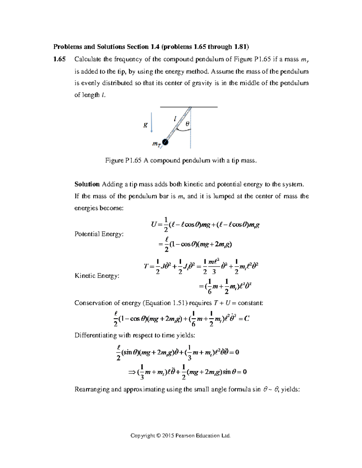 Sol Sec 1pt4 - Engineering Vibration Solutions for Chap 1 (D.J. Inman ...