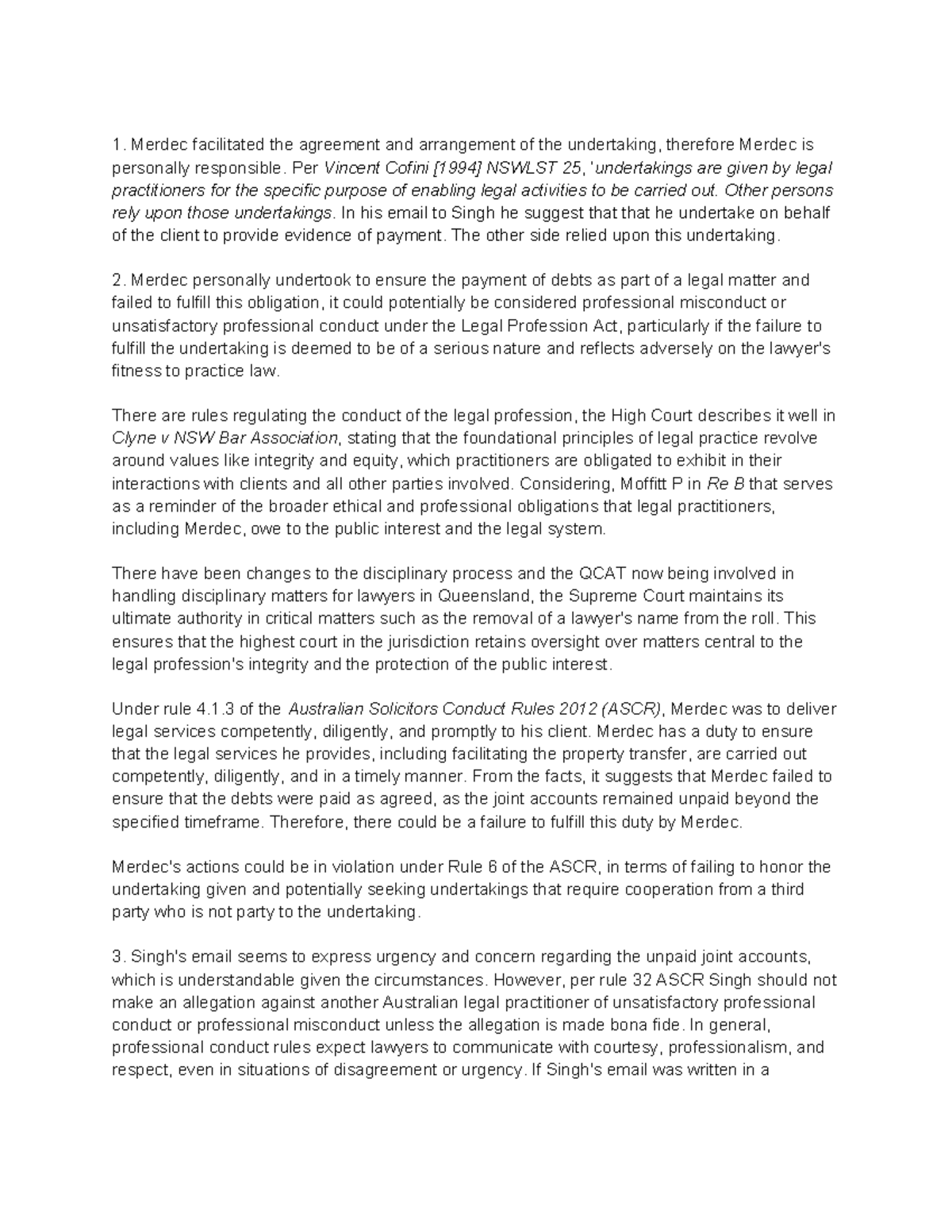 Task 1.2 ethics - Merdec facilitated the agreement and arrangement of ...