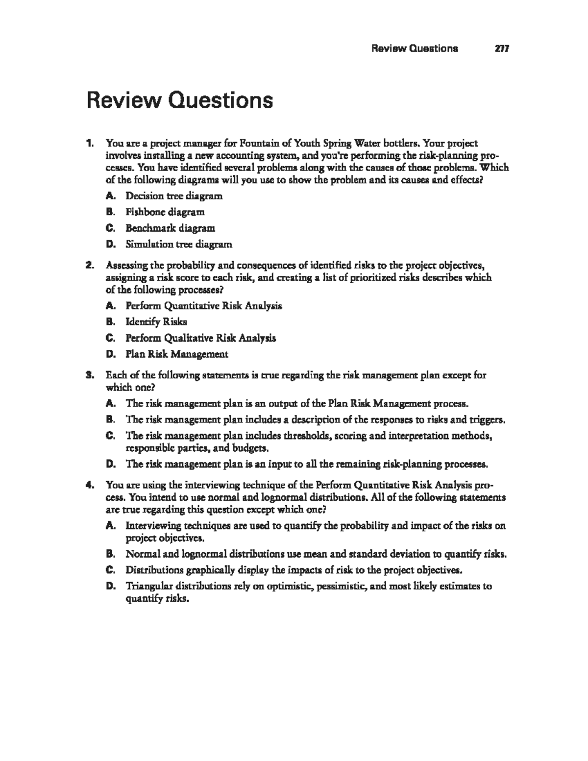 Chuong 6 - Risk Planning and Analysis Review Questions for Project ...