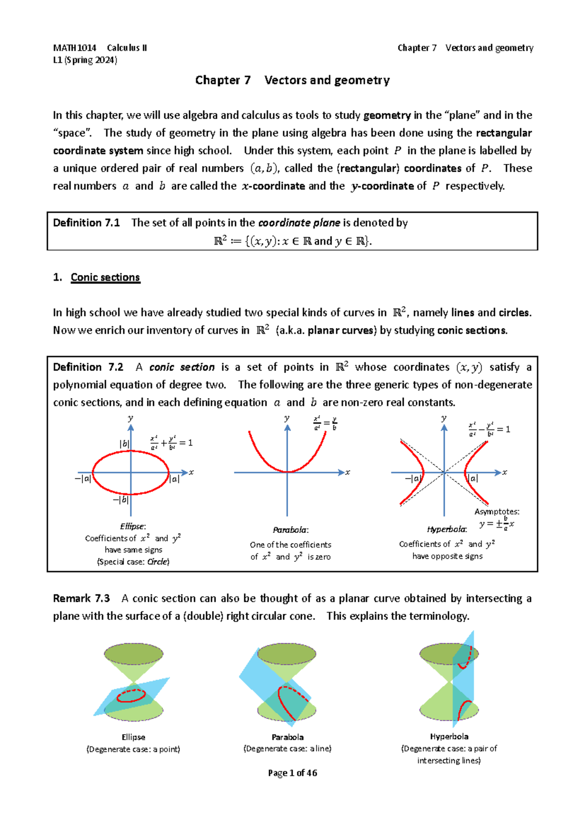 1014L1 Chapter 7 Vectors and Geometry - Spring 2024 Notes - Studocu