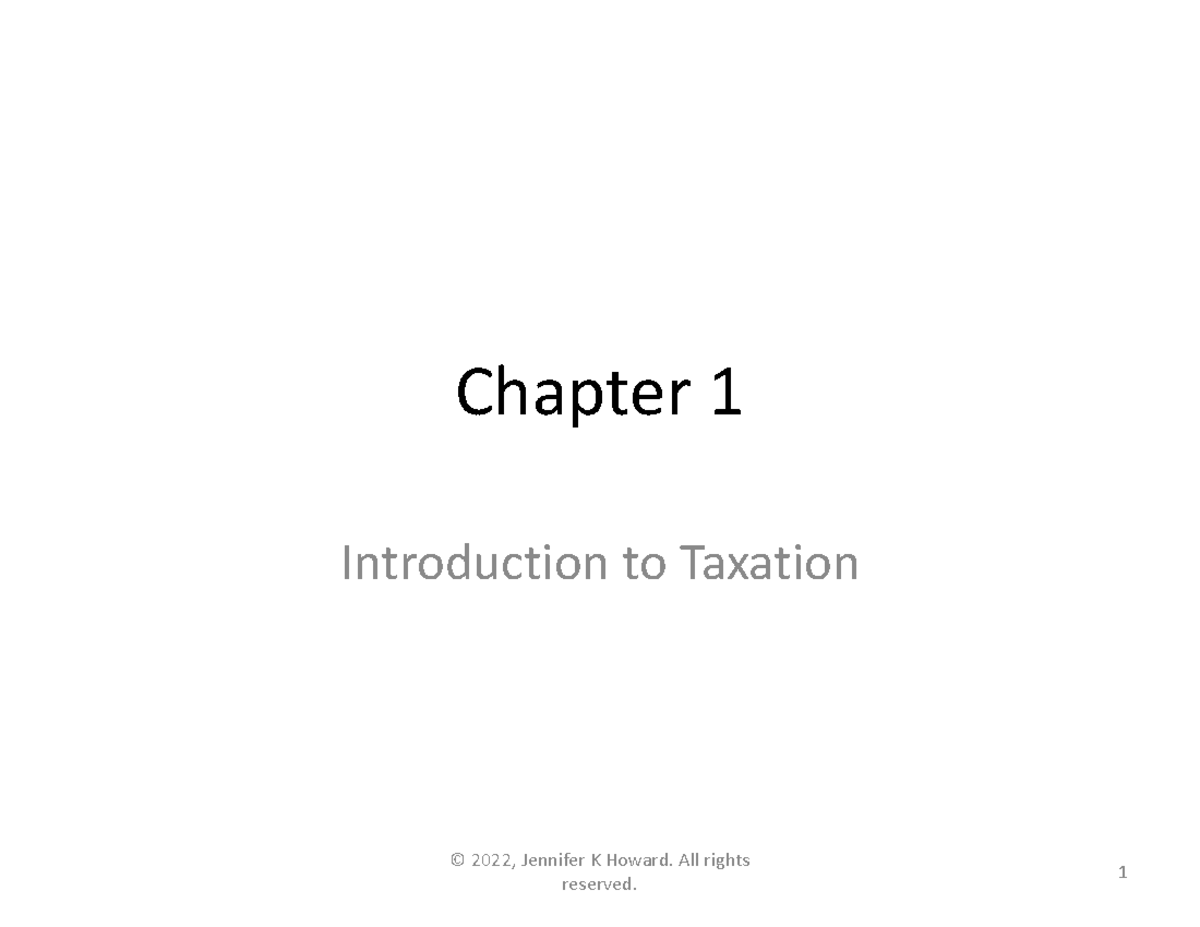 Chapter 1: Introduction to Taxation (TAX 101) - Key Concepts and ...