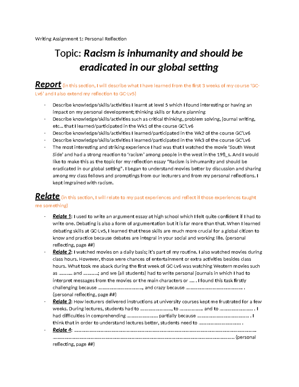 [ Sample Draft] Writing Assignment 1 - Writing Assignment 1: Personal ...