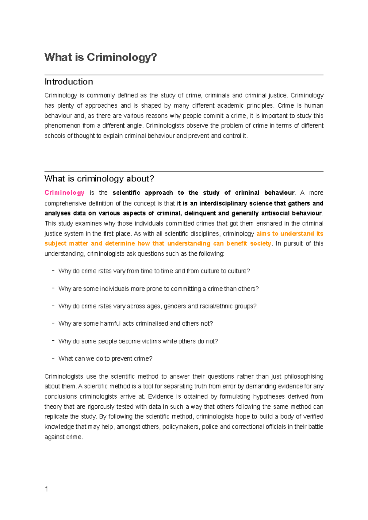 What is Criminology? An Overview of Key Concepts and Theories - Studocu