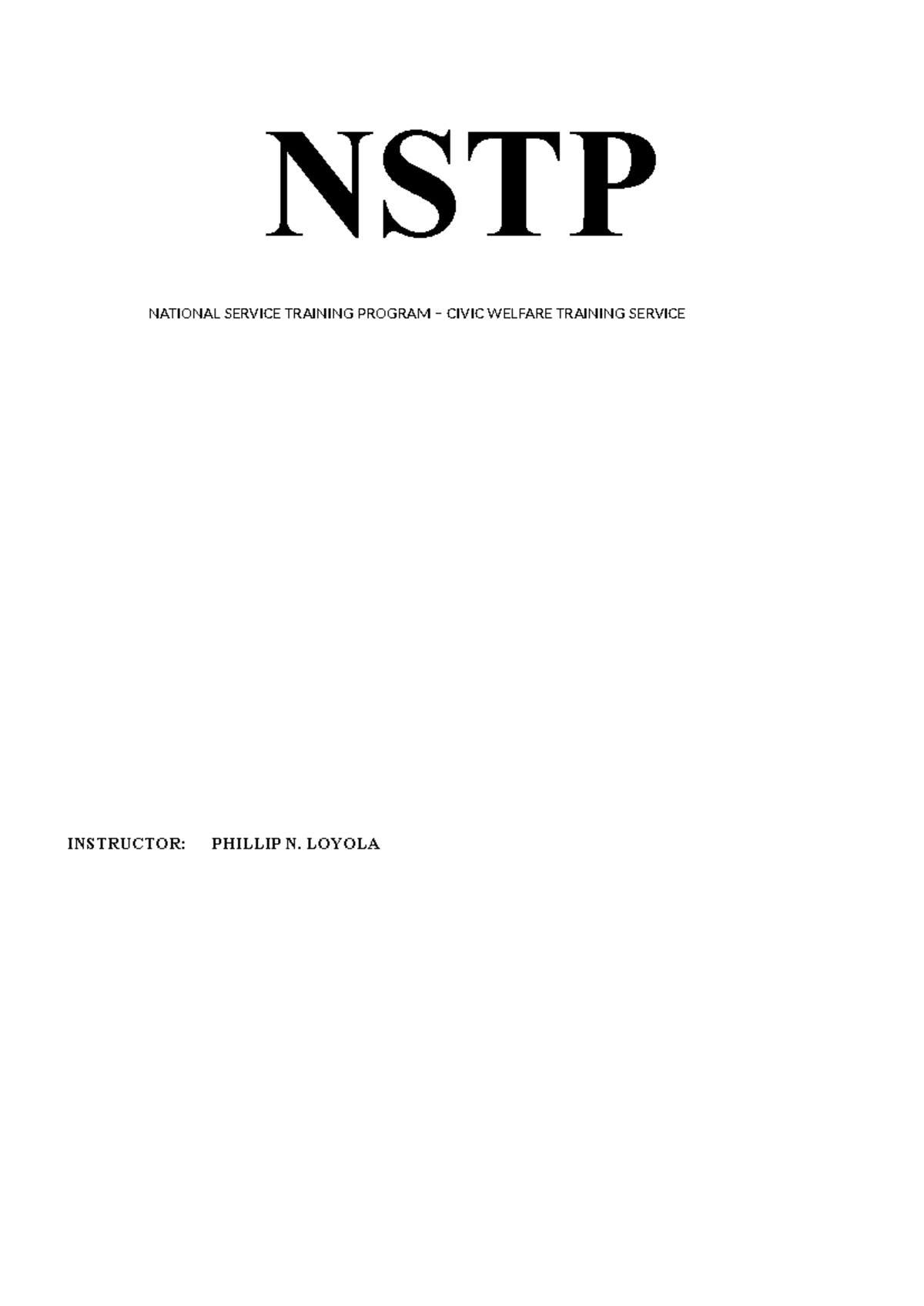 NSTP-CWTS1: Comprehensive Overview of the National Service Training ...
