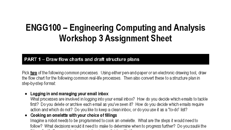 ENGG100 - WA 3 2025 - Flow Charts & Structure Plans Assignment - Studocu